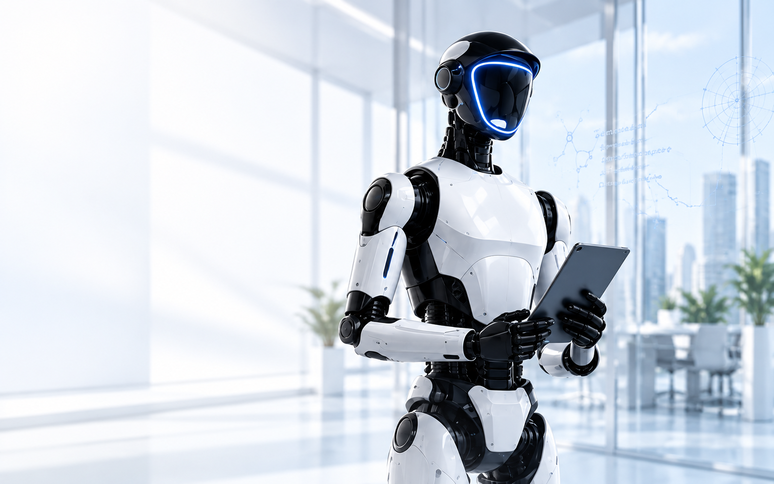 Airobro humanoid robot holding a tablet